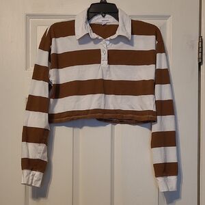 Eyeshadow White and Brown Polo Shirt